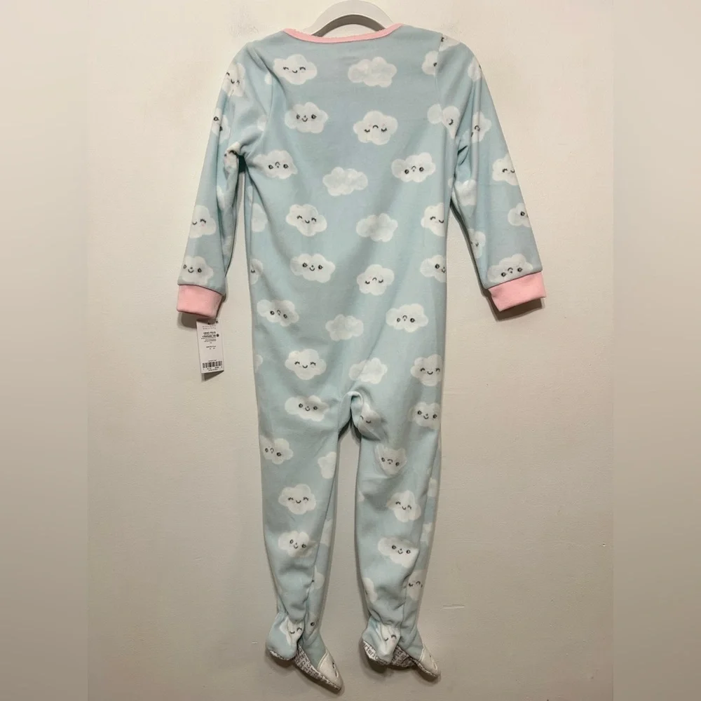 New! Carters Set of 2 Zip Up Footed Sleeper Pajamas Little Girls Size 4T